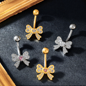 14G 10Mm <span class=keywords><strong>ombelico</strong></span> <span class=keywords><strong>Piercing</strong></span> in acciaio inossidabile cuore <span class=keywords><strong>farfalla</strong></span> fiore rosa chiaro Cz penetrante <span class=keywords><strong>ombelico</strong></span> pancia - Product Image 5