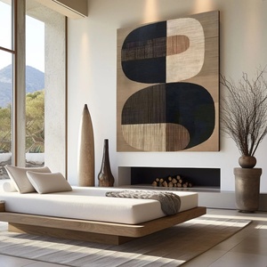 Art mural 3D vertical, grand format, abstrait neutre, Wabi Sabi, art mural contemporain sur toile, peint à la main, cadeau pour l'inauguration d'une maison - Product Image 6