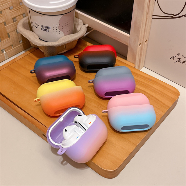 Gradient Color Slim Matte PC Hard Earbuds Keychain Case for Samsung Galaxy Buds 3 Pro / Buds 3 Anti-fall Earphone Cover
