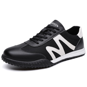 Voihre Chaussures de marche en maille pour hommes, bout rond, respirantes, légères, baskets décontractées, blanches, marine, semelle en caoutchouc - Product Image 5