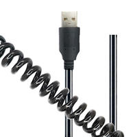 Kabel USB Spiral Pigtail Kustom 4-Core AWG22 Terlindung Berisolasi PU Ekstra Tebal OD 5.0mm Fleksibel Spiral 2m untuk Printer IOS