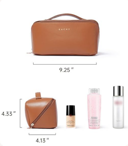 Sacs de maquillage portables Qetesh, étuis cosmétiques en cuir PU, grande trousse de toilette imperméable, organiseur de voyage, sac à pinceaux de maquillage pour femmes - Product Image 4