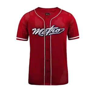 定制韩版棒球衫标志设计红色棒球衫领专业涤纶升华棒球衫