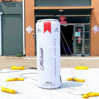 Bouteille gonflable géante publicitaire de 2 m pour l'extérieur, personnalisable, étanche, en forme de canette de bière