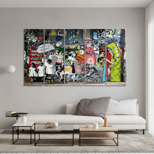 Impression sur toile de graffitis abstraits : œuvre d'art de style Banksy, élégance moderne, lot de 5 toiles - Product Image 3