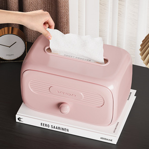 Caja de pañuelos de plástico Sea Shark, diseño minimalista moderno rosa para baño, sala de estar, uso en escritorio - Product Image 1