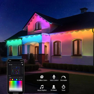 Lumières intelligentes imperméables pour l'extérieur, guirlandes lumineuses LED colorées pour Noël, lumières d'ambiance murales, lumières de cour, lumières décoratives - Product Image 1
