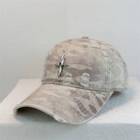 Gorra de Béisbol con Diseño de Camuflaje Desgastado, Estilo Vintage, para Hombre y Mujer, Gorra de Camuflaje Roto, Estilo Urbano, Hip Hop, para Actividades al Aire Libre, Nueva