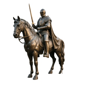 Sculpture de Don Quichotte grandeur nature en cuivre, laiton et bronze, personnalisée pour parcs et jardins, en métal, pour l'extérieur - Product Image 5