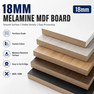 Panneau MDF mélaminé 18 mm à texture réaliste, multiples graines de bois, gris noyer bouleau, E1, résistant à l'humidité pour meubles modernes - Product Image 2