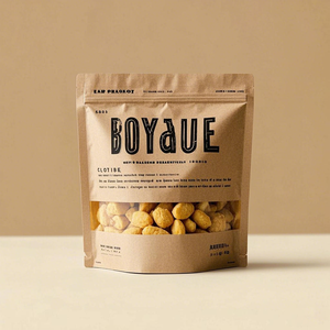 <span class=keywords><strong>Precio</strong></span> de fábrica, bolsa de papel Kraft con cierre de cremallera impresa personalizada, bolsa con agujeros para colgar para exhibición minorista de palomitas de maíz gourmet - Product Image 1