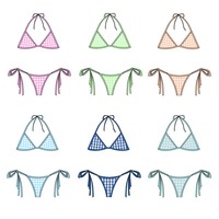 Set Bikini Gingham Kain Elastis Premium, Bernapas, Cepat Kering, Atasan Halter dengan Ikat Pinggang, Nyaman untuk Pantai Musim Panas