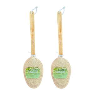 Gant de toilette exfoliant en loofah naturel écologique avec long manche en bois pour douche et bain – Qualité supérieure et biologique - Product Image 1