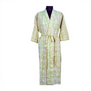 Chaqueta Larga de Punto para Mujer, Estilo Boho, con Estampado Kantha, Hecha a Mano, Pintada a Mano, Transpirable, con Rayas, para Otoño e Invierno - Product Image 1