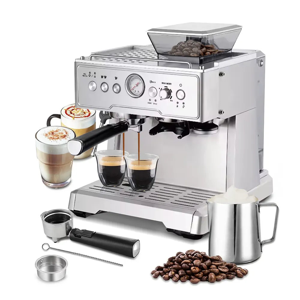 מכונת קפה אספרסו מקצועית חצי אוטומטית חשמלית חכמה באיכות גבוהה 2.3 ליטר מיכל מים נשלף