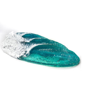 Decorazione da tavolo da tavolo con onde marine blu resina trasparente - Product Image 1