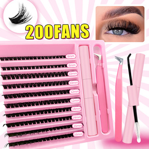 DIY Cluster <b>Lashes</b> <b>Kit</b> 200 Pairs Pre Cut Extensions 8mm 16mm False Eyelashes For Women Extension Set - Product Image 1