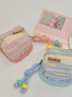 Étui de protection portable mignon de haute qualité pour écouteurs sans fil, style vintage en tissu à carreaux de laine, motif dessin animé, porte-monnaie