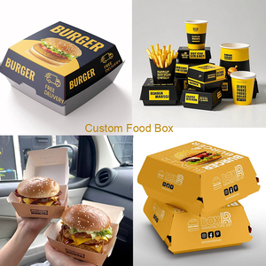 Tùy chỉnh in tái chế lấy đi khoai tây chiên hộp giấy thức ăn nhanh Hamburger bao bì dùng một lần có thể gập lại <span class=keywords><strong>Burger</strong></span> hộp - Product Image 5