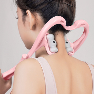 Neck Massager Shoulder Kneading Device USB Rechargeable Lithium Battery Pink 6 Magnetic Wheels Cervical Spine Relief - Product Image 1