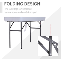 Table de remplissage et de refroidissement en plastique HDPE de 4 pieds avec étagère pour les fêtes en plein air
