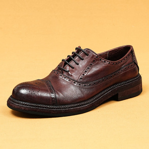 Chaussures en cuir DSYX DL1225, très demandées, style anglais, brogues de ville, cuir de vache, imperméables, faites à la main, chaussures Oxford formelles pour hommes, dessus en maille - Product Image 2