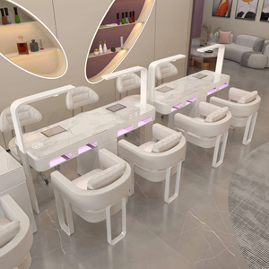 Table de manucure moderne en marbre avec aspirateur à poussière, écologique, de luxe, double, professionnelle, pour salon de manucure - Product Image 1