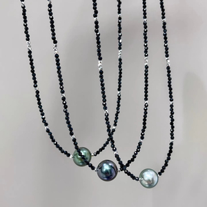 <span class=keywords><strong>Collier</strong></span> tendance pour femme Lucy Jewelry, perles de spinelle naturelle et perles de <span class=keywords><strong>Tahiti</strong></span> en or 18 carats, qualité AAAAA, 10-11 mm, chaîne à maillons - Product Image 1