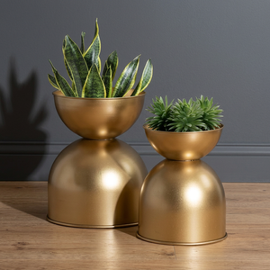 Maceta Moderna de Metal para Plantas de Interior, Acabado Dorado, Diseño Minimalista, Decorativa para Escritorio, Hogar y Jardín - Product Image 6