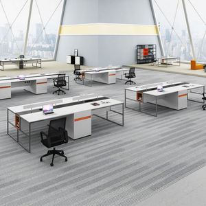 Mobilier de bureau moderne simple cabine d'écran pour 4/6 personnes combinaison de bureau et de chaise pour poste de travail - Product Image 3
