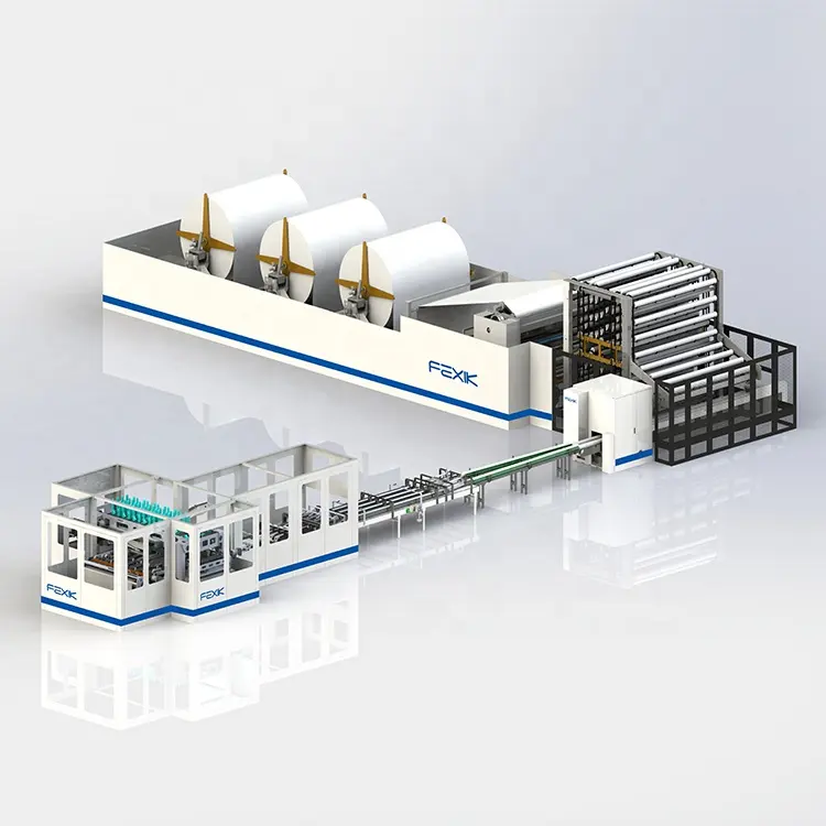 Línea de producción de rollos de papel higiénico totalmente automática