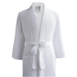 Maßgeschneiderte Waffel-Bademäntel, Weiße Bademäntel mit Gesticktem Logo, Kimono-Kragen, Unisex, Langer Bademantel aus Baumwolle für Spa - Product Image 2