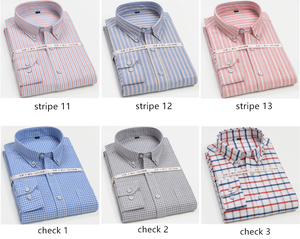 Di alta qualità Su Ordinazione Oxford di Cotone Puro Al 100% Del <span class=keywords><strong>Collare</strong></span> Del Basamento solido a strisce A quadri A Maniche Lunghe Camicia casual per gli uomini - Product Image 6