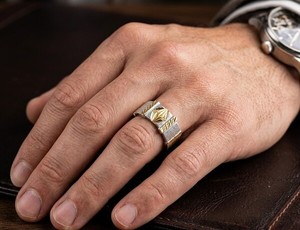 DIVYORO Classic <b>Men</b> <b>Ring</b> Gold Plated Fashion Jewelry Copper and Brass Premium Finger <b>Ring</b> for Wedding Anniversary Party Daily - Product Image 5
