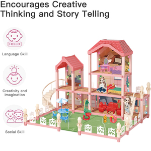 Maison en bois à construire soi-même, ensemble de meubles de jeu d'imitation, jouets unisexes <span class=keywords><strong>Dreamhouse</strong></span> avec accessoires CPS, pour les enfants de 2 à 13 ans - Product Image 2
