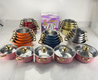 Lot de 10 ustensiles de cuisine en acier inoxydable pour cuisson à induction, casseroles roses, batterie de cuisine pour hôtels