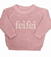 Pull en tricot 100 % coton personnalisé pour femme, broderie lettre, col rond, coupe décontractée, automne-hiver, OEM
