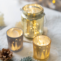 Bougeoir en verre de noël bureau de noël bougie lumineuse tasse ornements accessoires photo décorations de noël