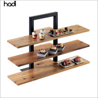 Matériel de restauration pour buffet HD, présentoir alimentaire, présentoir de buffet pour traiteur, présentoir de buffet à 3 niveaux, étagères de présentation en bois
