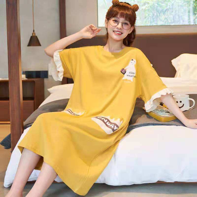 Camisón de Dormir de Dibujos Animados para Mujer Ropa de Dormir Camisón de  Verano Camisón de Algodón Camiseta de Dormir Talla Grande Pijamas