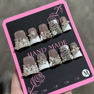 เล็บปลอมลายการ์ตูนเป็ดทรงหัวเป็ดแบบสี่เหลี่ยมคางหมู วัสดุ ABS พร้อมลายดาว ให้ความรู้สึกหรูหราและสง่างาม ติดด้วยกาว - Product Image 1