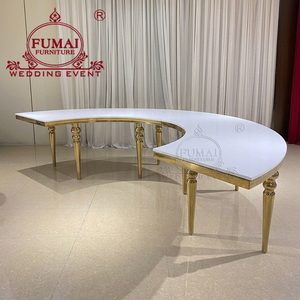 โต๊ะจัดเลี้ยงทรงกลมทำจากสแตนเลสโต๊ะออกงานสีทองสำหรับงานแต่งงาน - Product Image 4