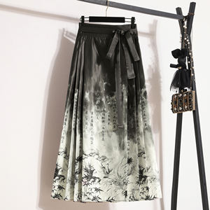 Jupe plissée à taille haute, style rétro chinois, teinte à l'encre, polyvalente, nouvelle collection printemps 2024, <span class=keywords><strong>2203</strong></span> # - Product Image 2