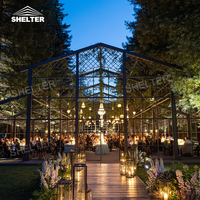 Grand chapiteau de mariage 300 places Tente de fête transparente Cadre noir Atrium Tentes d'événement pour événements en plein air