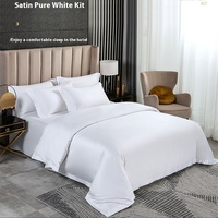 Parure de Lit Quatre Pièces 100 % Coton Blanc Pur, Linge d'Hôtel Cinq Étoiles, Housse de Couette et Draps, Technique Tissée, Vente en Gros B&B