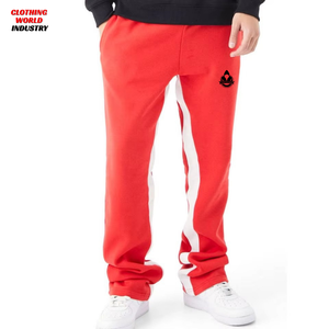 Pantalon de jogging ample et épais pour homme, style streetwear, avec patchs appliqués, coupe évasée, vintage, droit, rouge, baggy - Product Image 6