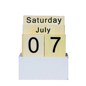 European Pastoral Wooden Creative Living Room Desktop Study Store bar Counter Ornament <strong>Perpetual</strong> <strong>Calendar</strong> <strong>Desk</strong> <strong>Calendar</strong> - Product Image 1