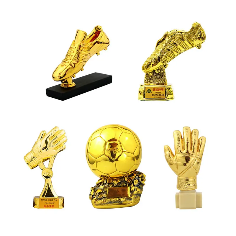 Sfera d'oro di alta qualità Golden Boot trofeo di calcio trofeo mondiale artigianato in resina trofeo dorato