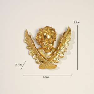 Personalizado 2D Golden Resin Anjo com Asas Wall Art Decor Bonito Cherub Estatueta - Product Image 5