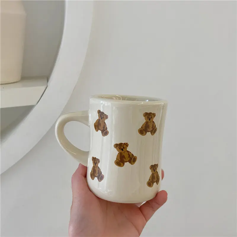 Tasse à café en céramique ours, de style nordique, pour la cuisine, le thé au lait, pour boire le petit déjeuner, idée cadeaux pour Couple, pour la maison, nouvelle collection